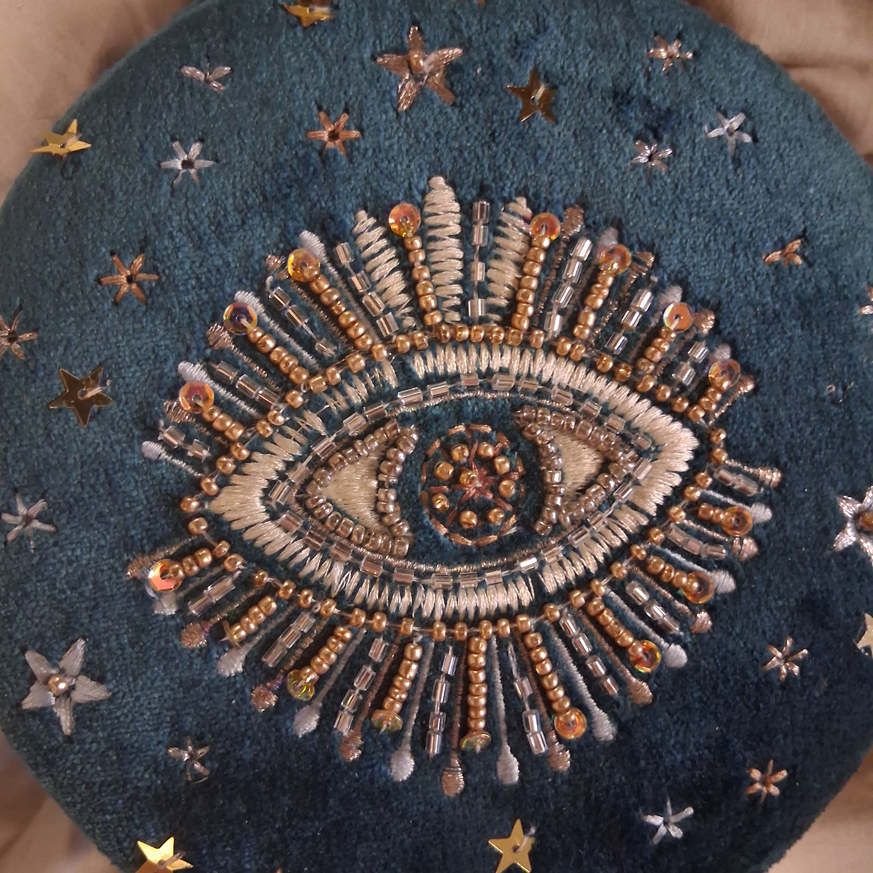 Embroidered Eye Design Jewelry Holder 18$